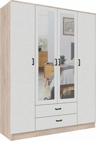 Czterodrzwiowa szafa uchylna dąb sonoma + biały W3-F40