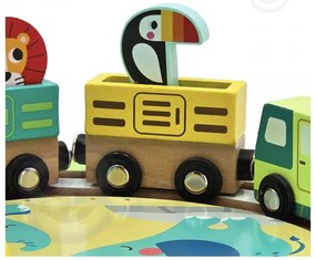 Tooky toy drewniany pociąg kolejka zoo ciuchcia na magnes tor w walizce