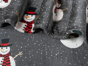 Świecący świąteczny mikropluszowy koc SNOW BUDDY, szary Rozmiar: 150 x 200 cm