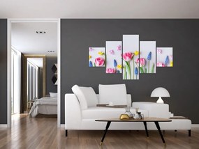 Obraz wiosennych kwiatów (125x70 cm)