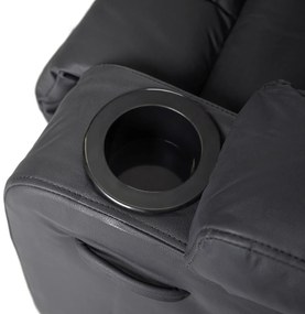 Fotel Masujący BOX Rozkładany Wypoczynkowy z Podnóżkiem Czarny Ekoskóra Nowoczesny