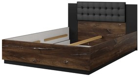 Łóżko SIGMA 140x200 dąb flagstaff srebrny/czarny mat z pojemnikiem HELVETIA