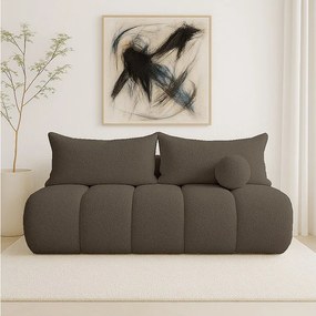 BESILIO Obła kanapa rozkładana Glomi - tkanina boucle, sofa z funkcją spania- Brązowy