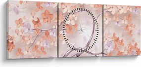 Obraz kwiatów drzewa koralowego - abstrakcja (z zegarem) (90x30 cm)