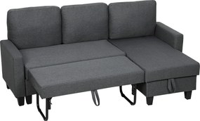 HOMCOM Narożnik z funkcją spania i pojemnikiem w kształcie L Sofa z chaiselongue, regulowane oparcie do salonu | Aosom PL