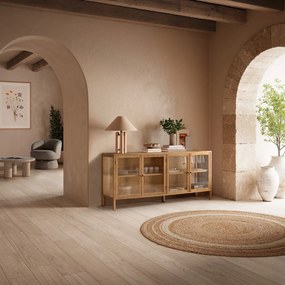 Witryna w dekorze dębu w naturalnym kolorze 180x80x40 cm Ceci – MOME