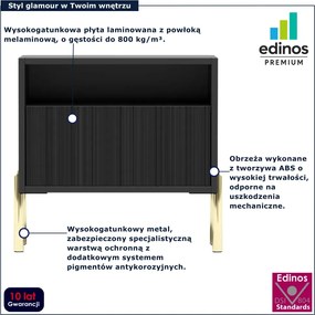 Czarna ryflowana szafka nocna w stylu glamour L0-E75