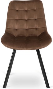 Zestaw Stół Okrągły Rozkładany LUKAS 100-250 cm Dąb Rustykalny/Czarny i 4 Krzesła Tapicerowane RICK Brązowe Welurowe Nowoczesne