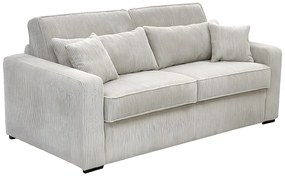 Kanapa 4 osobowa rozkładana typu express z beżowego sztruksu - Miejsce do spania z szerokimi listewkami 160 cm - Materac 16 cm - MONDOVI