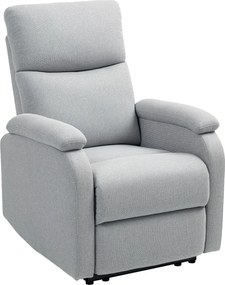 HOMCOM Fotel Relax z Regulowanym Oparciem i Podnóżkiem, Tapicerowany Fotel do Salonu, Szary
