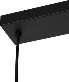 Lampa wisząca art deco czarna z przydymionym szkłem 4-światłowa - Josje