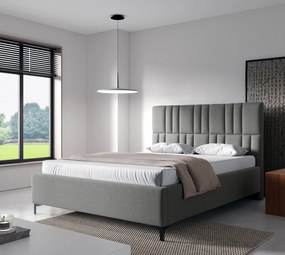 Ciemnoszare łóżko z zagłówkiem i pojemnikiem 4 rozmiary F0-A38