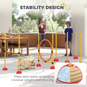 PawHut 3-częściowy Wypełnialny Zestaw Agility dla Psów do Treningu Zręczności z Słupkami Slalomowymi