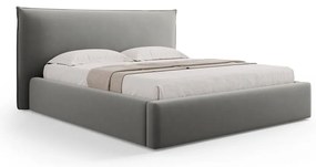 Szare tapicerowane łóżko dwuosobowe ze schowkiem i stelażem 140x200 cm Elio – Milo Casa
