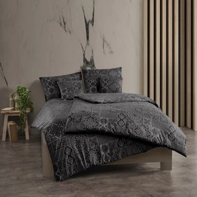 Kvalitex Bawełniana pościel Tokyo czarna, 220 x200 cm, 2x 70 x 90 cm, 220 x 200 cm, 2 szt. 70 x 90 cm