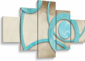 Obraz - Niebieskie koła na akwareli (125x70 cm)