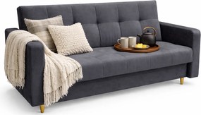 Stalowa welurowa kanapa rozkładana typu wersalka T6-F01