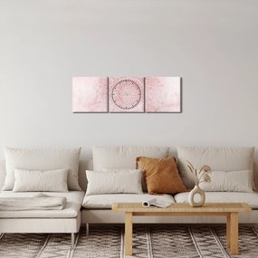 Obraz - Różowa mandala (z zegarem) (90x30 cm)