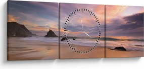 Obraz - Praia da Adraga (z zegarem) (90x30 cm)