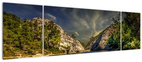 Obraz krajobrazu z jeziorem (170x50 cm)