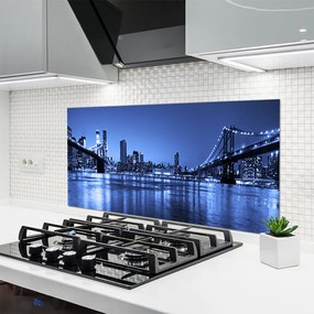 Panel Szklany Most nad Wieczornym Miastem