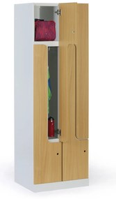 Metalowa szafka ubraniowa S1 Z, 4-drzwiowa, 1850 x 600 x 500 mm, demontaż, zamek obrotowy, drzwi laminowane, brzoza