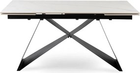 Stół Rozkładany Prostokątny VICTOR 160-240 cm Ceramiczny Biały Marmur/Czarny do Jadalni Loft