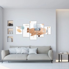 Obraz - Akwarela słoń w samolocie (125x70 cm)