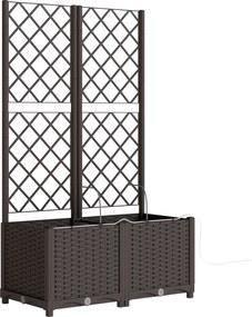 Outsunny Zestaw 2 szt. Kratka z donicą Kwietnik z otworem odpływowym Timer System nawadniania 80 x 40 x 136 cm Brązowy | Aosom PL