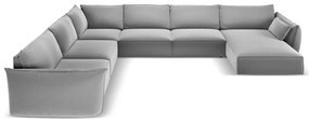 Jasnoszary aksamitny narożnik (lewostronny/w kształcie litery U) Vanda – Mazzini Sofas