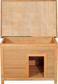 PawHut Buda dla psa Domek drewniany Legowisko Żółto-zielony 82x58x58cm Odporny na warunki atmosferyczne | Aosom PL