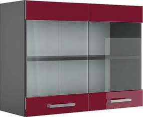 Szklana szafka kuchenna czerwony połysk 80x31x60 r-line