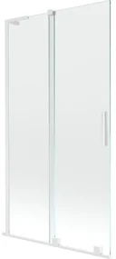 Mexen Velar L parawan nawannowy 2-skrzydłowy rozsuwany 100 x 150 cm, transparent, biały - 896-100-003-01-20