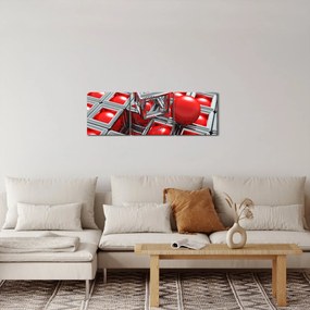 Obraz - 3D metaliczna abstrakcja (z zegarem) (90x30 cm)