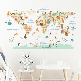 Mapa dla dzieci 130x130 cm Pastel World Map – Ambiance