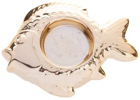 Świąteczny ceramiczny świecznik na tea light Fishzłoty, 11 x 2 x 8,5 cm