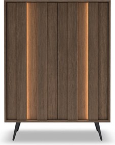 Komoda wysoka Flaro 93 cm z oświetleniem - dąb dunin