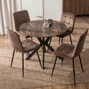 Stół Okrągły LAUREN 90 cm Dąb Rustykalny/Czarny Loft Nowoczesny