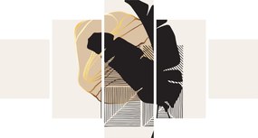 Obraz - Abstrakcja z tropikalnymi liśćmi N⁰4 (125x70 cm)