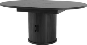 Rozkładany stół jadalny 118-158 cm, czarny, okrągły stół jadalny z miejscem do przechowywania
