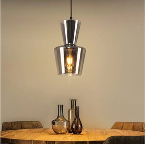 NETTLIFE Vintage Smoky Gray Glass Dining Table Lamp wisząca E27 do salonu lub kuchni