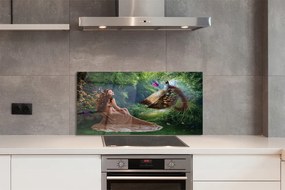 Szklany Panel Bażant kobieta las