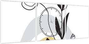 Obraz - Kwiaty w wazonie N⁰1 (z zegarem) (90x30 cm)