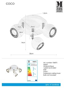 Biała lampa sufitowa z elementami w kolorze złota Markslöjd Coco