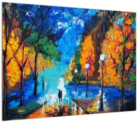 Obraz na szkle - Kochankowie, Pointillismus (70x50 cm)