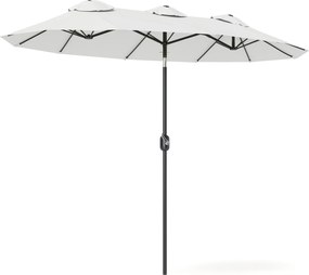 Outsunny Parasol słoneczny, parasol ogrodowy, regulowany, z korbą, z otworami wentylacyjnymi, poliester+stal, kremowy, 295 x 152 cm | Aosom PL