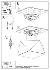 Czarna lampa sufitowa 25x25 cm Koma – Nice Lamps