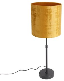 Lampa stołowa czarny aksamitny klosz złoty 25 cm regulowany - Parte Nowoczesny Oswietlenie wewnetrzne