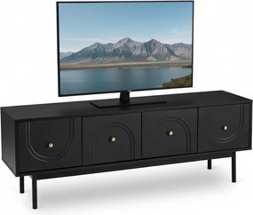 Szafka RTV w stylu glamour Marlen 155 cm, kolor czarny