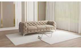 Szarobeżowa aksamitna sofa 243 cm Chelsea – Ropez